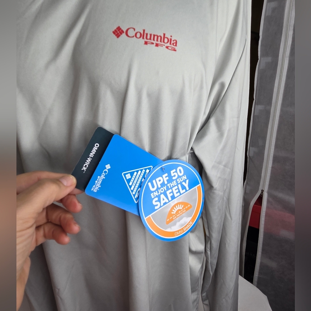 NWT Columbia XL PFG Fish Flag Gray long Sleeves Shirt - Picture 5 of 11